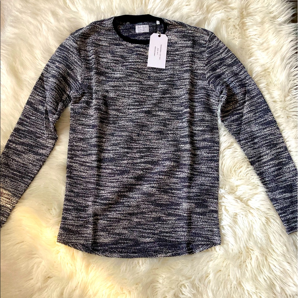 Navy and white sweater